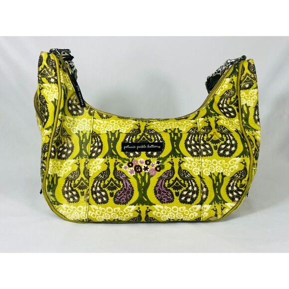 Petunia Pickle Bottom Lime Green Peacock Water Resistant Diaper Bag Shoulder - Picture 2 of 14